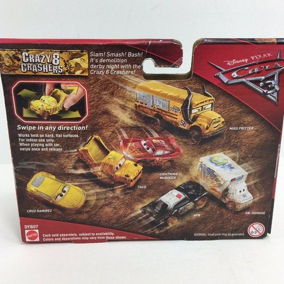Disney Pixar Cars 3 Crazy 8 Crasher Taco 4 Vehicle Toy  Truck Car Yellow New - Picture 2 of 12